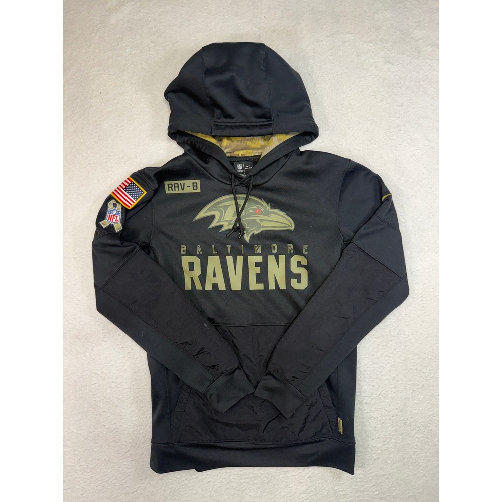 Nike Baltimore Ravens Salute to Service Hoodie Black Mens Small NFL Dri-FIT